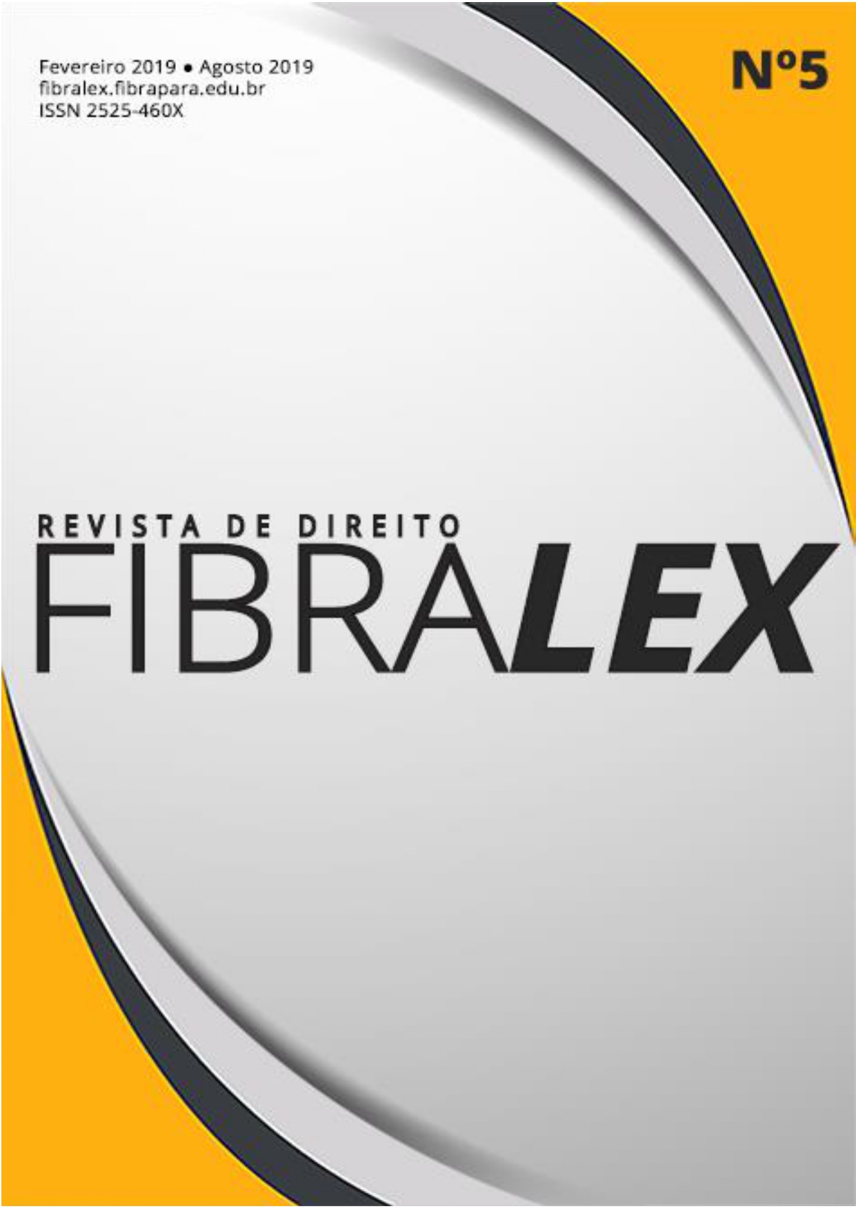Capa da Revista de Direito Fibralex Número 5, nas cores branca, amarela e preta.